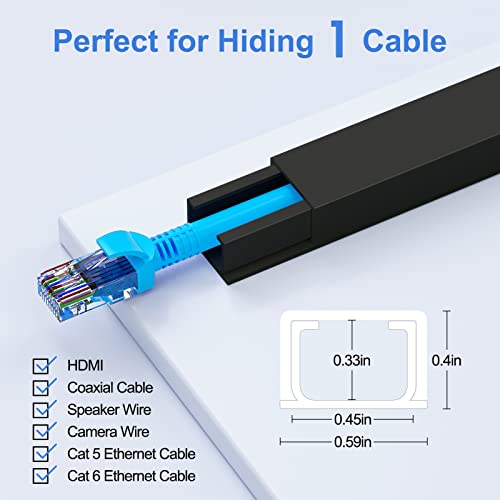 YECAYE Cable Management 6X15.7in J Channel - 6 Pack Cable Raceway, Cord  Cover, Under Desk Cable Management, Capacity Cord Cable Organizer Wire