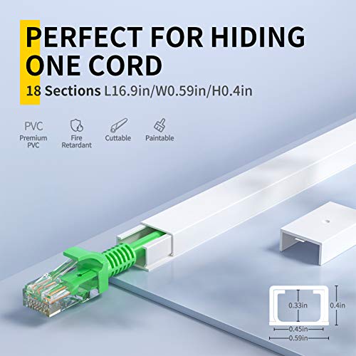 250in Cord Hider - One-Cord Cable Concealer - Yecaye Small Cord Cover on  Wall Cable Management System - Cable Hider Cable Raceway Kit for Max 2  Cords