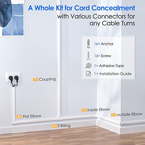 Cord Cover, Yecaye 31.5 inch Self-Latching Cord Hider for Wall Mounted TV White, Size: Large
