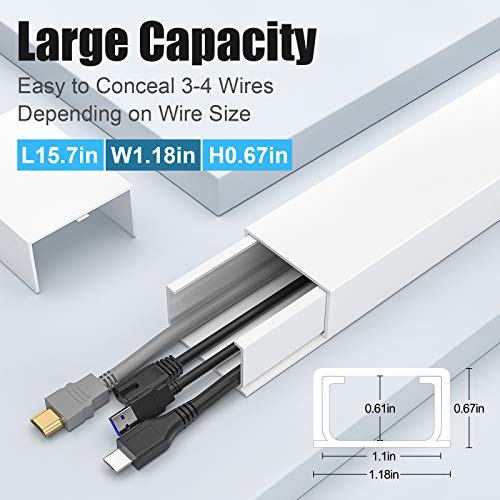 125in Cord Hider/Cover Wall - Yecaye One-Cord Channel Cable Concealer -  Easy Install Cable Management System for Max 2 Small Wires, Cable Raceway  Home