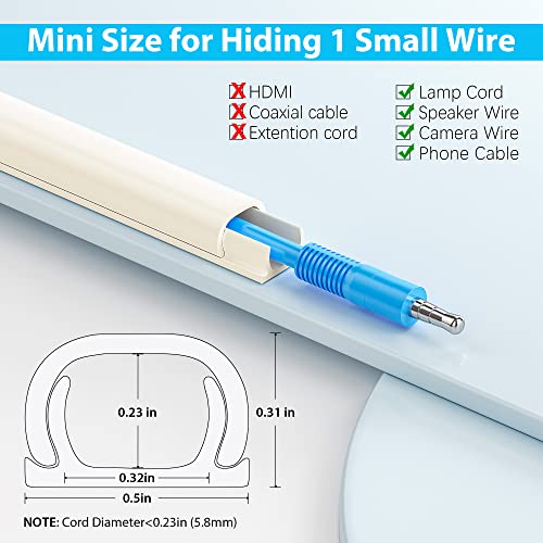 Wall Cord Hider for One Cord, Yecaye 125inch Cable Cover Cable