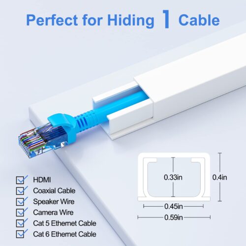 YECAYE Cable Management 6X15.7in J Channel - 6 Pack Cable Raceway, Cord  Cover, Under Desk Cable Management, Capacity Cord Cable Organizer Wire