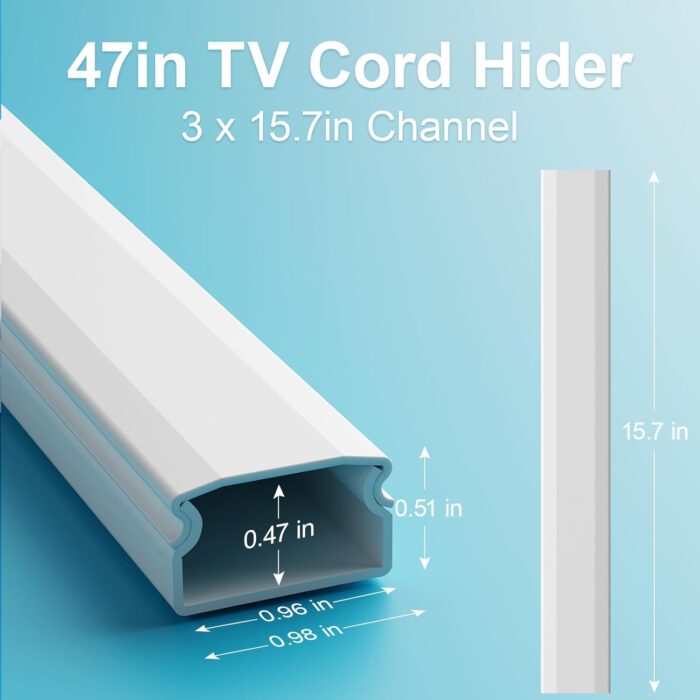 Yecaye 47inch Cord Hider Wall Mounted TV, 3X 15.7inL 0.98inW 0.51inH - Image 3