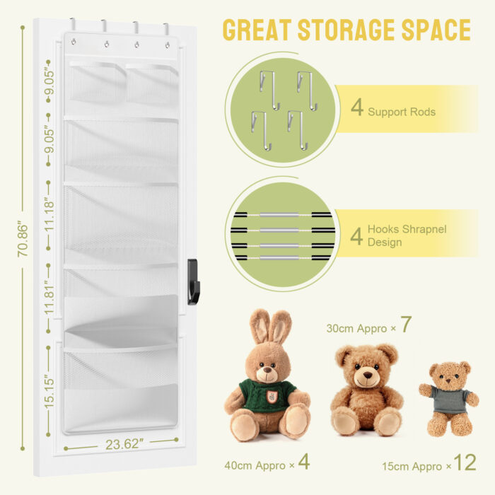 Yecaye 1 Pack Stuffed Animal Storage,White - Image 4