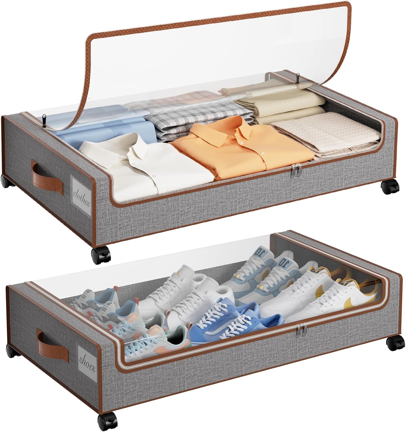 Yecaye 2 Pack 60L Under Bed Storage with Wheels