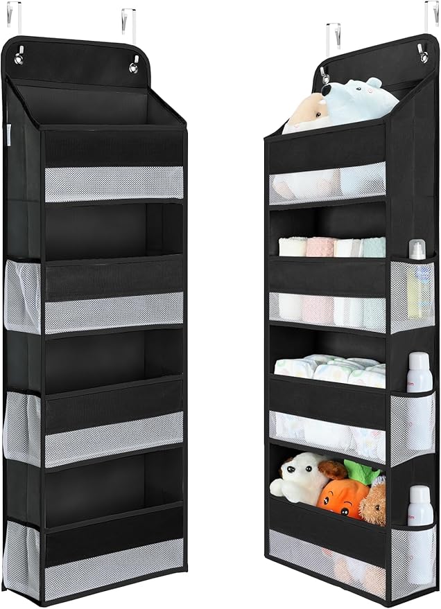 Yecaye 1 Pack Over the Door Organizer, 35.2lbs Load Toy Stuffed Animal Storage, Swing-proof Hanging Bathroom Organizers and Storage for Nursery Newborn Baby Essential Stuff Dorm Room Essentials - Image 5