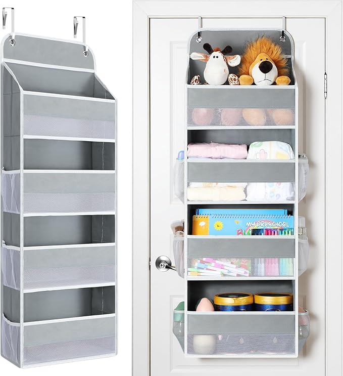 Yecaye Over The Door Organizer, Heavy Duty Hanging Organizers and Storage with 4 Large Capacity Pockets, Swing-Proof Behind The Door Storage for Bathroom Nursery Bedroom Dorm Closet, Beige,1Pc - Image 5