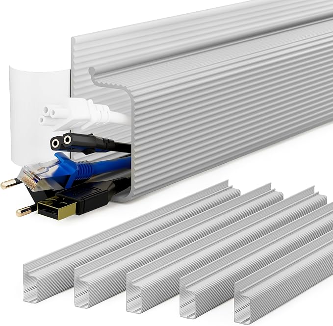 Yecaye 94in Cable Management J Channel Raceway White/Grey