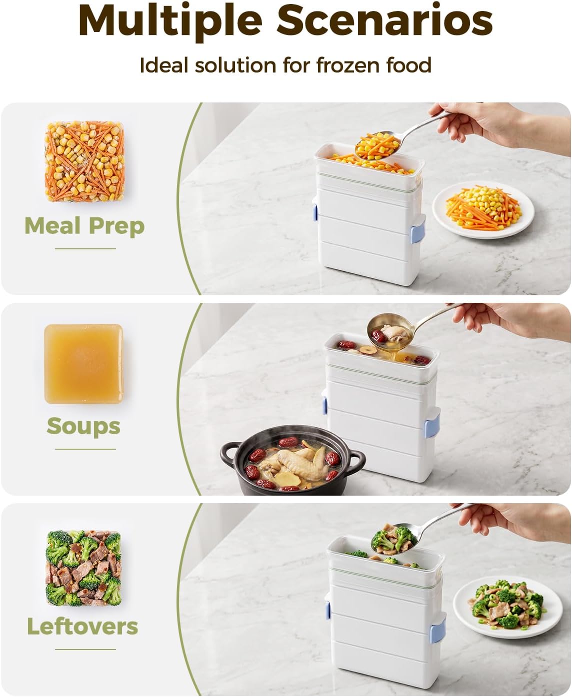 LAMU 2 Pack Freezer Food Block Maker, Large 6-Cup & Small 2-Cup Soup Cubes Freezer Mold, Meal Prep Bag Container to Freeze Soups, Sauces, Bone Broth and Leftovers - Image 4