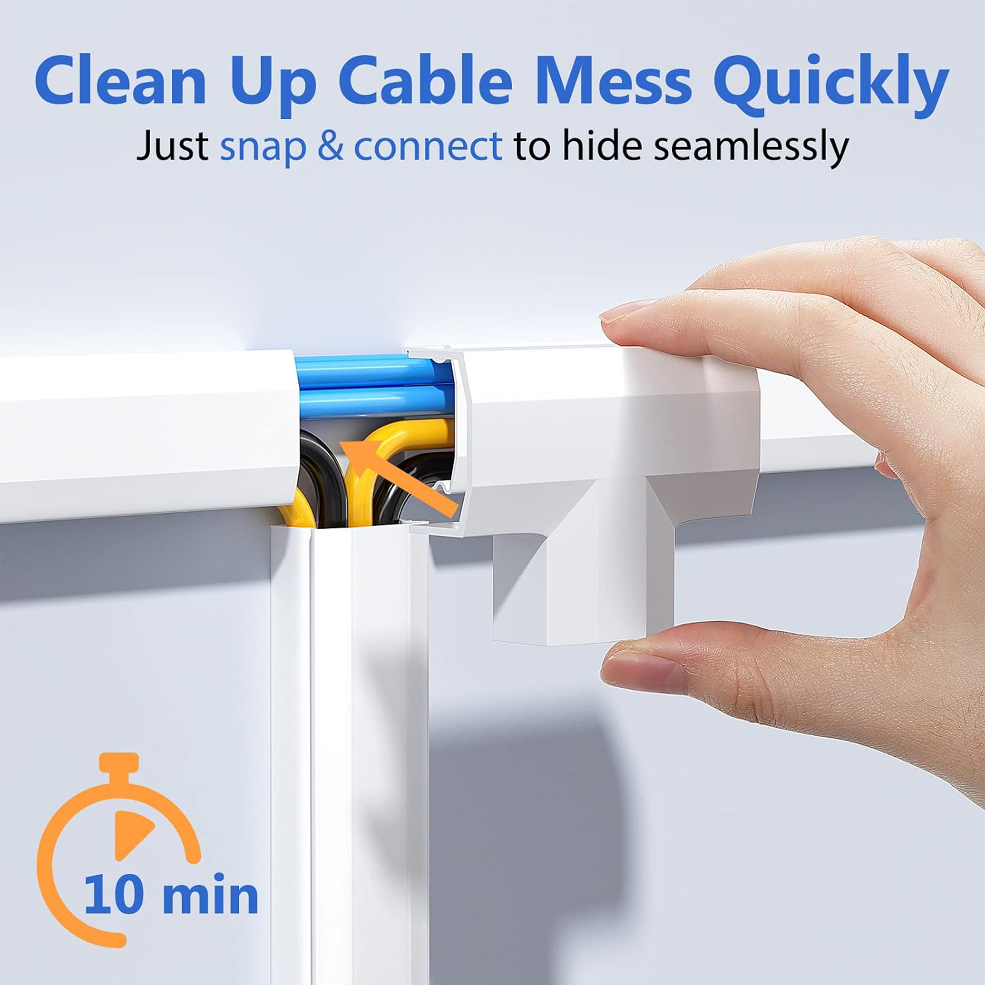 Yecaye TV Cord Hider, 236in Cord Cover, Large Cable Hider, Wire Covers for 4 Cords, Cable Raceway Wire Hider, Wire Hiders for TV on Wall, Cable Cover Cord Concealer, W1.18in H0.6in, White - Image 5