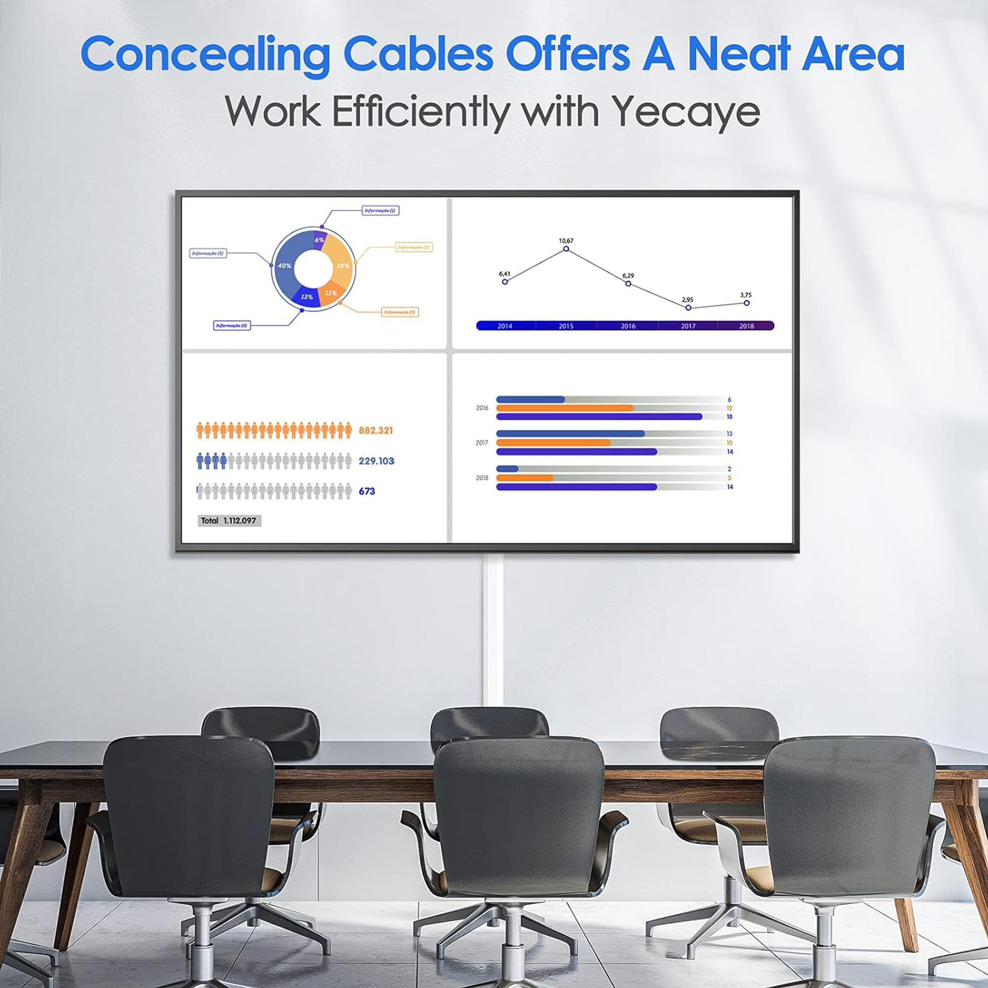 Yecaye TV Cord Hider, 236in Cord Cover, Large Cable Hider, Wire Covers for 4 Cords, Cable Raceway Wire Hider, Wire Hiders for TV on Wall, Cable Cover Cord Concealer, W1.18in H0.6in, White - Image 6