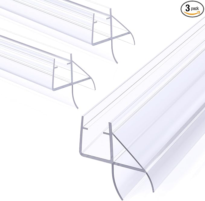 Yecaye 3 Pack 39" Frameless Shower Door Bottom Seal, 3/8" (10mm) Glass Seal Strip, Shower Door Sweep with Drip Rail, Stop Leaks and Create a Water Barrier