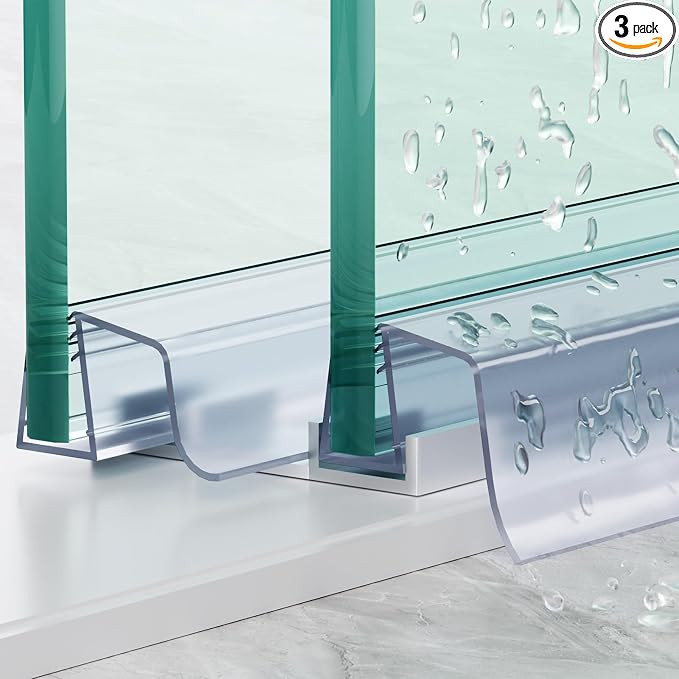 Yecaye 3 Pack 39" Frameless Shower Door Bottom Seal, 3/8" (10mm) Glass Seal Strip, Shower Door Sweep with Drip Rail, Stop Leaks and Create a Water Barrier - Image 5