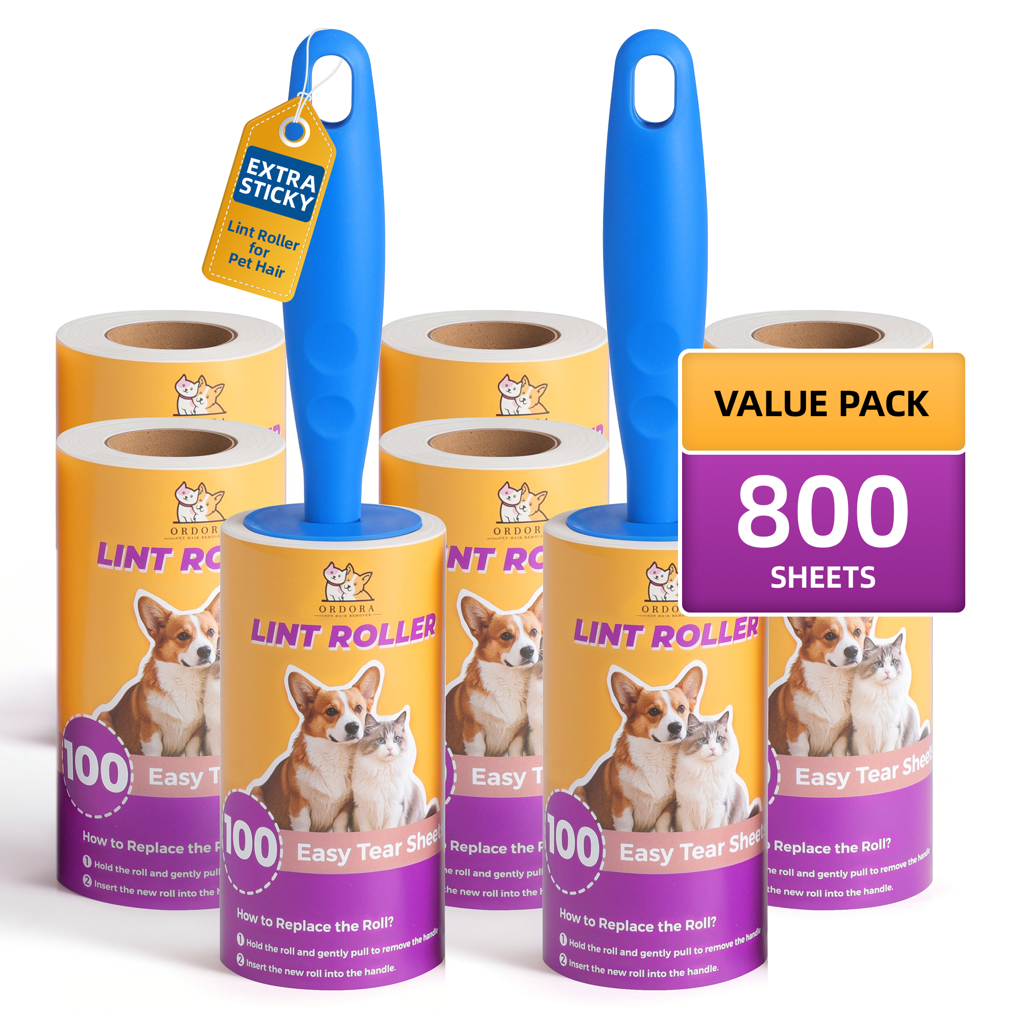 Yecaye Lint Rollers Extra Sticky Pet Hair Removal Lint Roller, 800 Sheets