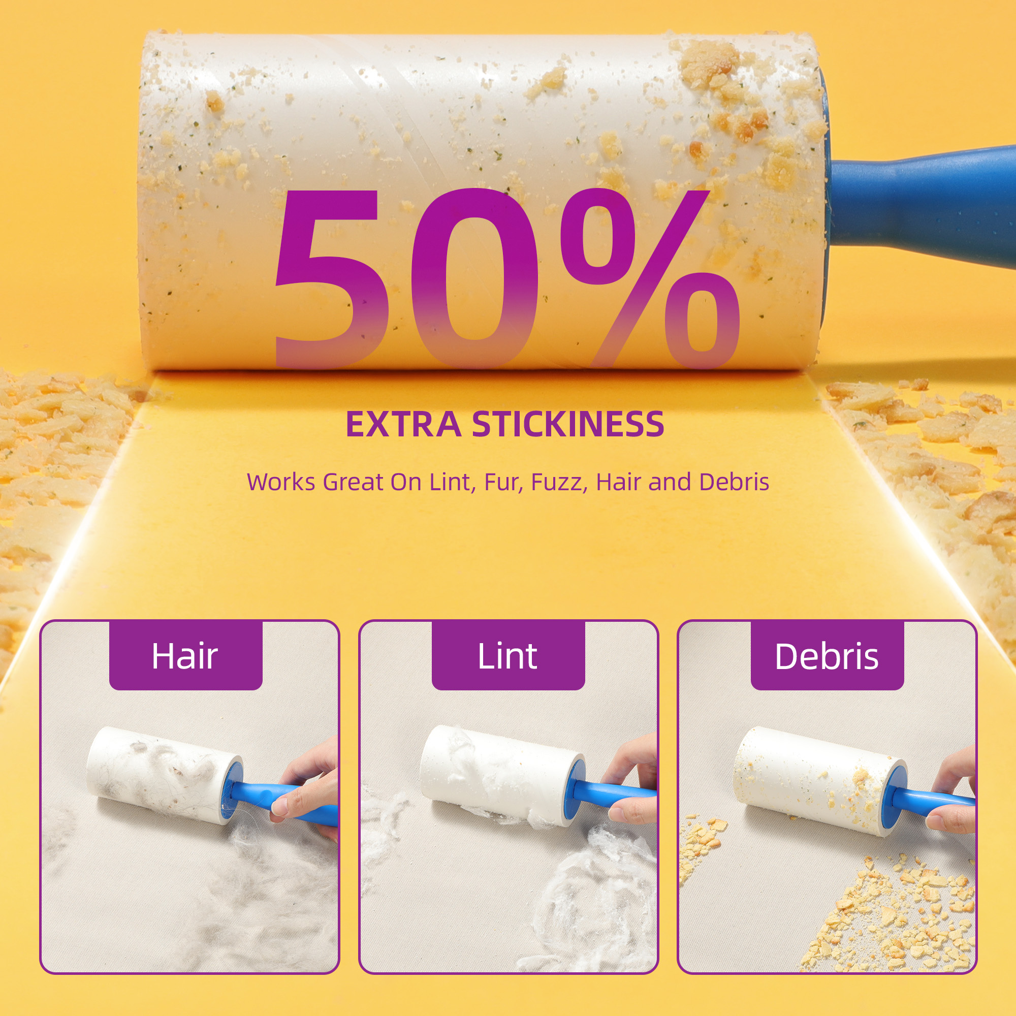 Yecaye Lint Rollers Extra Sticky Pet Hair Removal Lint Roller, 800 Sheets - Image 2