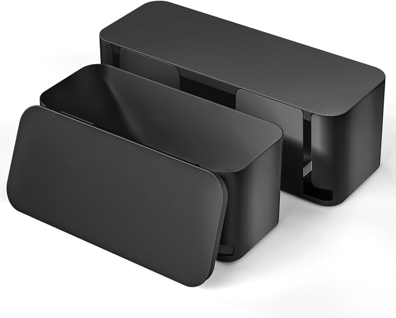 YECAYE 2 Pack Cable Management Box, Pet Friendly Cable Box Organizer for Home & Office, Child-Proof Floor Cord Cover, Cord Management and Cord Hider, Black - Image 8