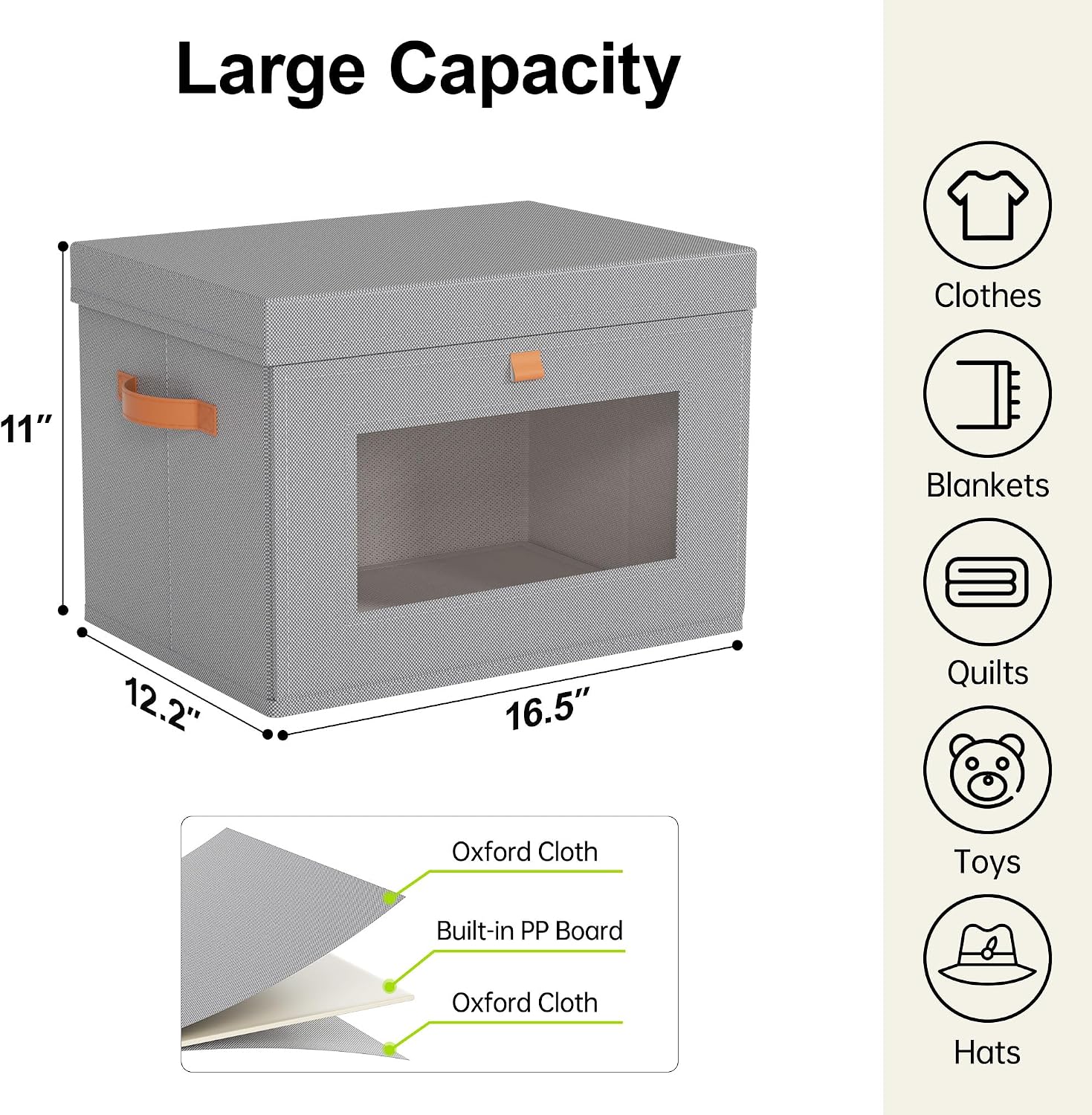 Yecaye 3 Pack 4Pack Closet Storage Bins with Lid, Clothing Storage Bins, Beige, Grey - Image 4