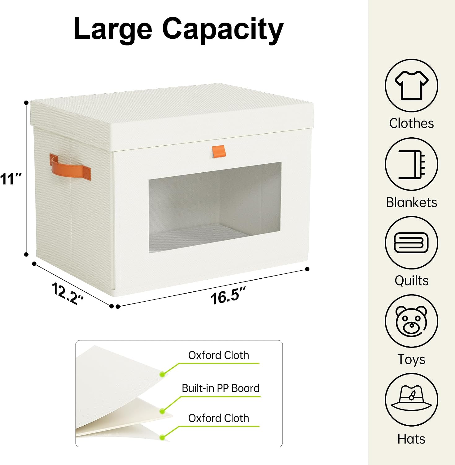 Yecaye 3 Pack 4Pack Closet Storage Bins with Lid, Clothing Storage Bins, Beige, Grey - Image 7