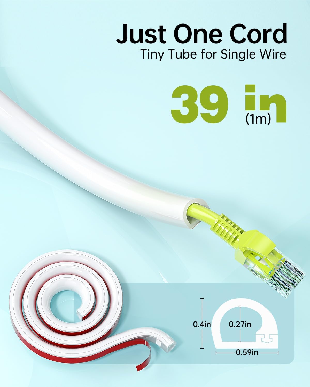 Yecaye 39in 79in 118in Silicone Cord Hider for Wall Mount TV, 0.59''W x 0.4''H, White - Image 4