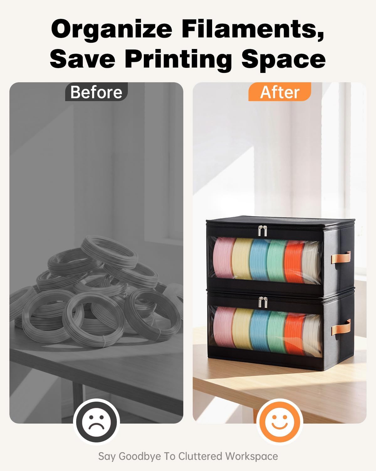 Yecaye 3D Printer Filament Storage Box, 2 Pack 4 Pack Filament Container Organizer - Image 7