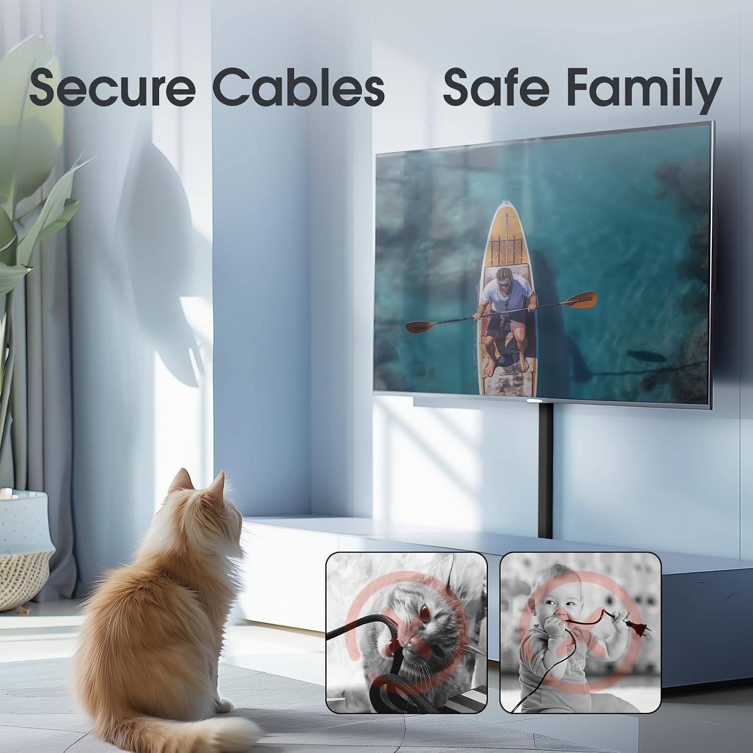 Wire Covers for 2 Cords TV on Wall, 47in Paintable Cable Hider, Medium Cable Management Kit, Cord Hiding for Wall Black, W0.95in H0.47in - Image 9