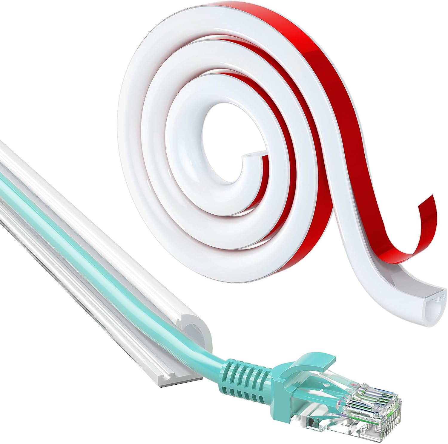 Yecaye 39in 79in 118in Silicone Cord Hider for Wall Mount TV, 0.59''W x 0.4''H, White