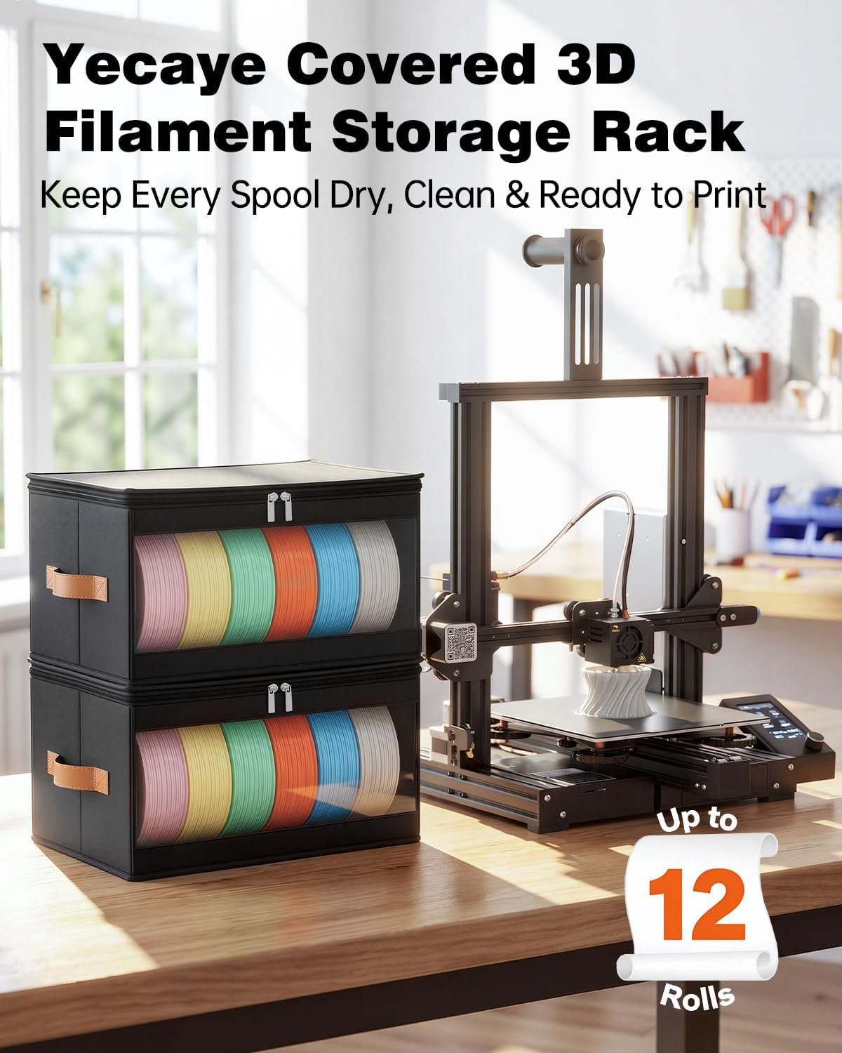 Yecaye 3D Printer Filament Storage Box, 2 Pack 4 Pack Filament Container Organizer - Image 6