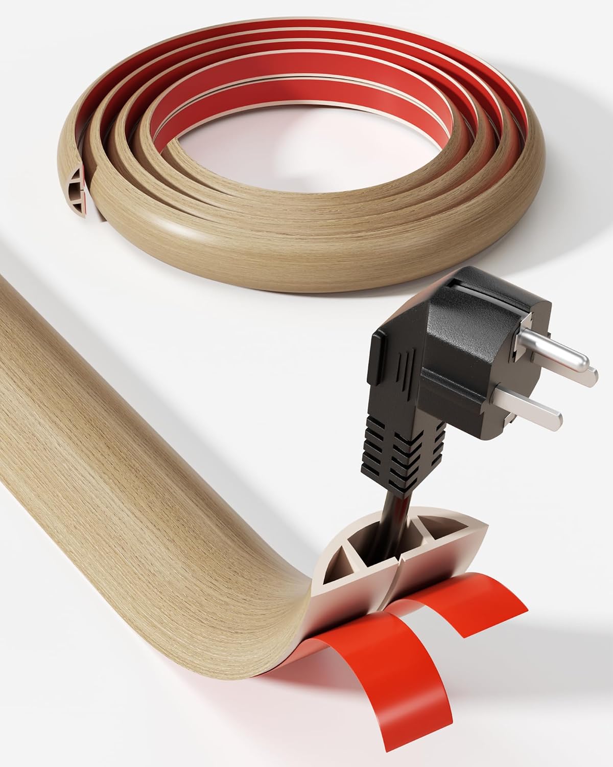 YECAYE 5ft Cord Cover, Wood Grain Cord Covers for Wires on Floor, Self-Adhesive Floor Cable Protector, Anti-Trip Extension Cable Hider, Wires Protector - Image 8