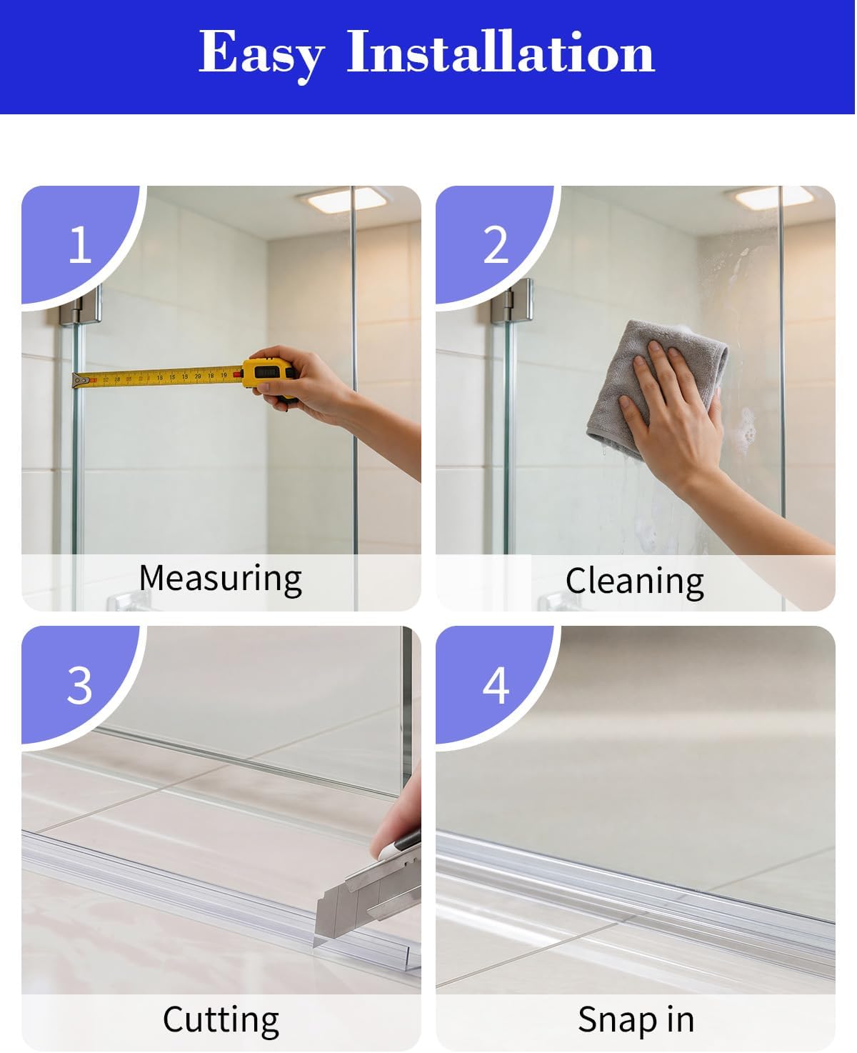 Yecaye 3-Pack 3/8" x 36" Shower Door Bottom Seal Strip, Shower Door Sweep - Image 5