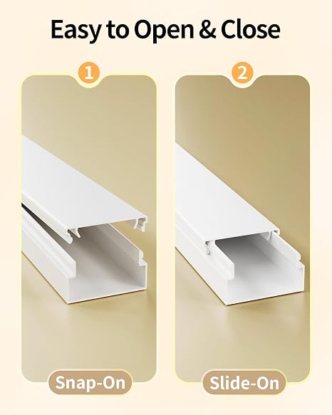 Yecaye 157.5in Cord Hider for 3-4 Wires on Wall, W1.18in H0.67in, White - Image 9