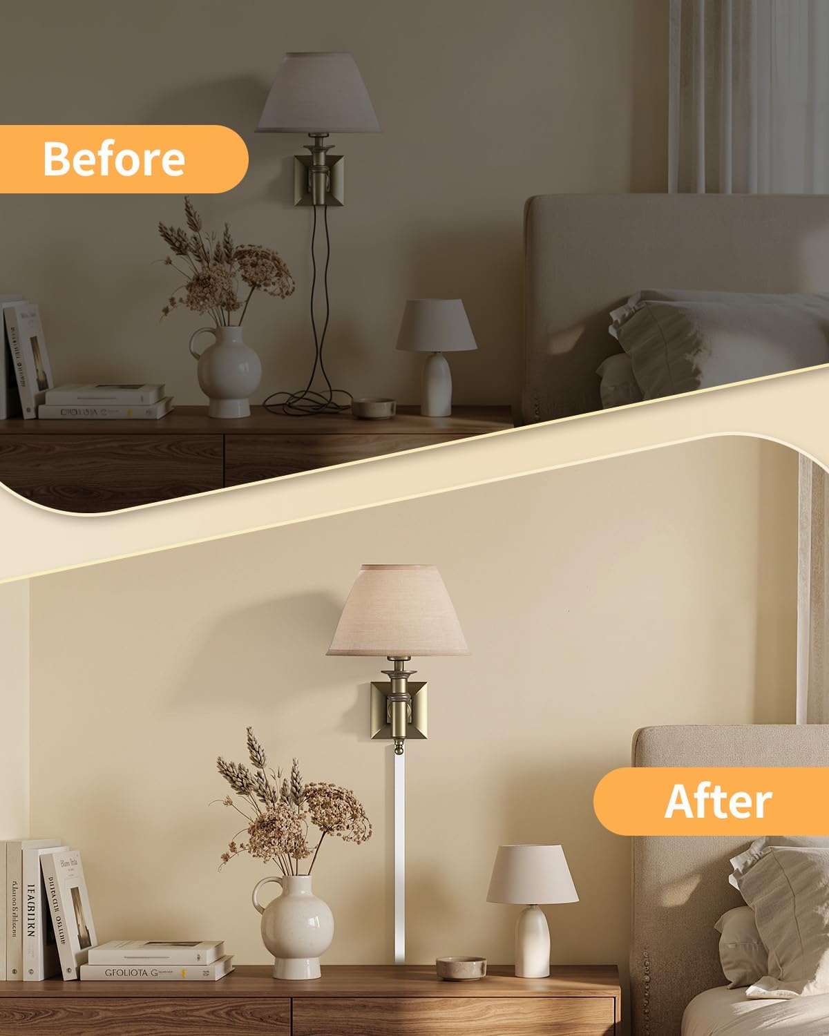 Yecaye 157.5in Cord Hider for 3-4 Wires on Wall, W1.18in H0.67in, White - Image 3