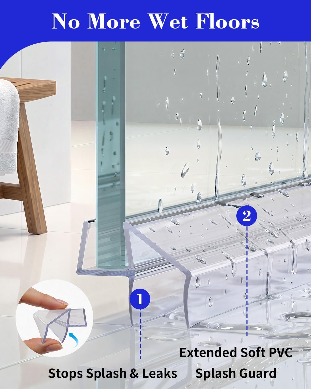 Yecaye 3-Pack 3/8" x 36" Shower Door Bottom Seal Strip, Shower Door Sweep - Image 4