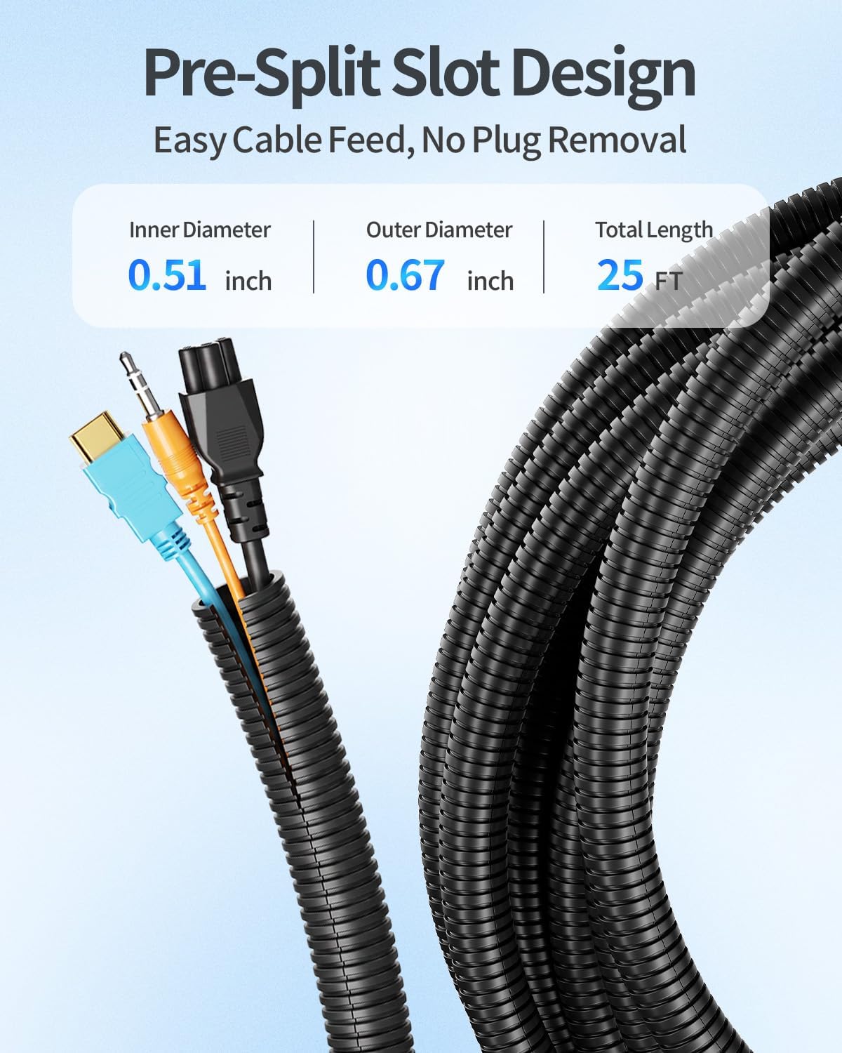 Yecaye 25ft/50ft/100ft - 1/2 inch Wire Loom Tubing with Installation Tool, Black - Image 7
