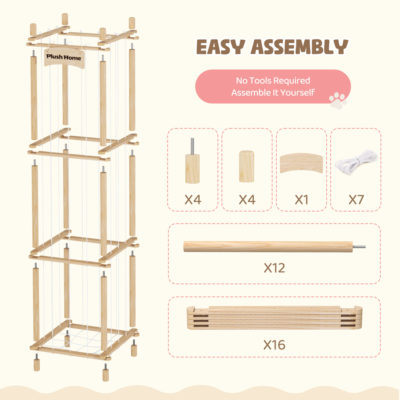 Yecaye Stuffed Animal Storage Zoo, 3 Tier Wood Stuffy Toy Storage Organizer, Natural Wood - Image 2